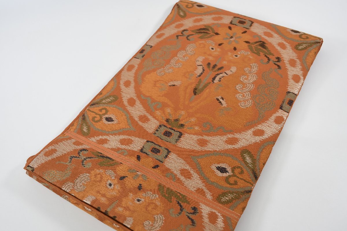 袋名古屋帯 正倉院文様 獅子 六通柄 帯丈394cm ★着物屋 ne-14367 桜庭呉服店拍卖