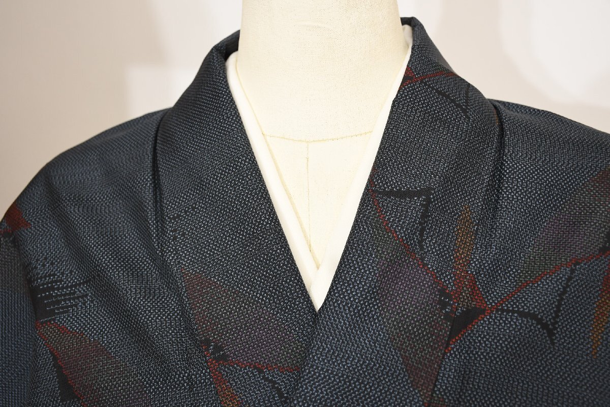 大島紬 幾何学模様 身丈154cm 裄丈66cm ★着物 pb-3323 桜庭呉服店拍卖