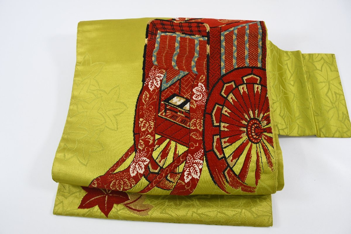 名古屋帯 アンティーク 御所車 帯丈339cm ★着物屋 ne-14471 桜庭呉服店拍卖