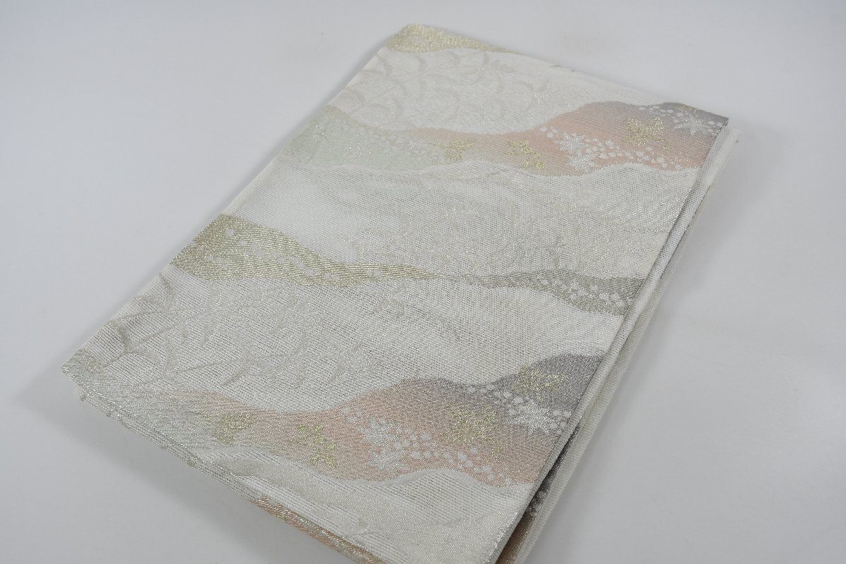 袋名古屋帯 六通柄 秋草 花 化繊 帯丈366cm ★着物屋 ne-14655 桜庭呉服店拍卖