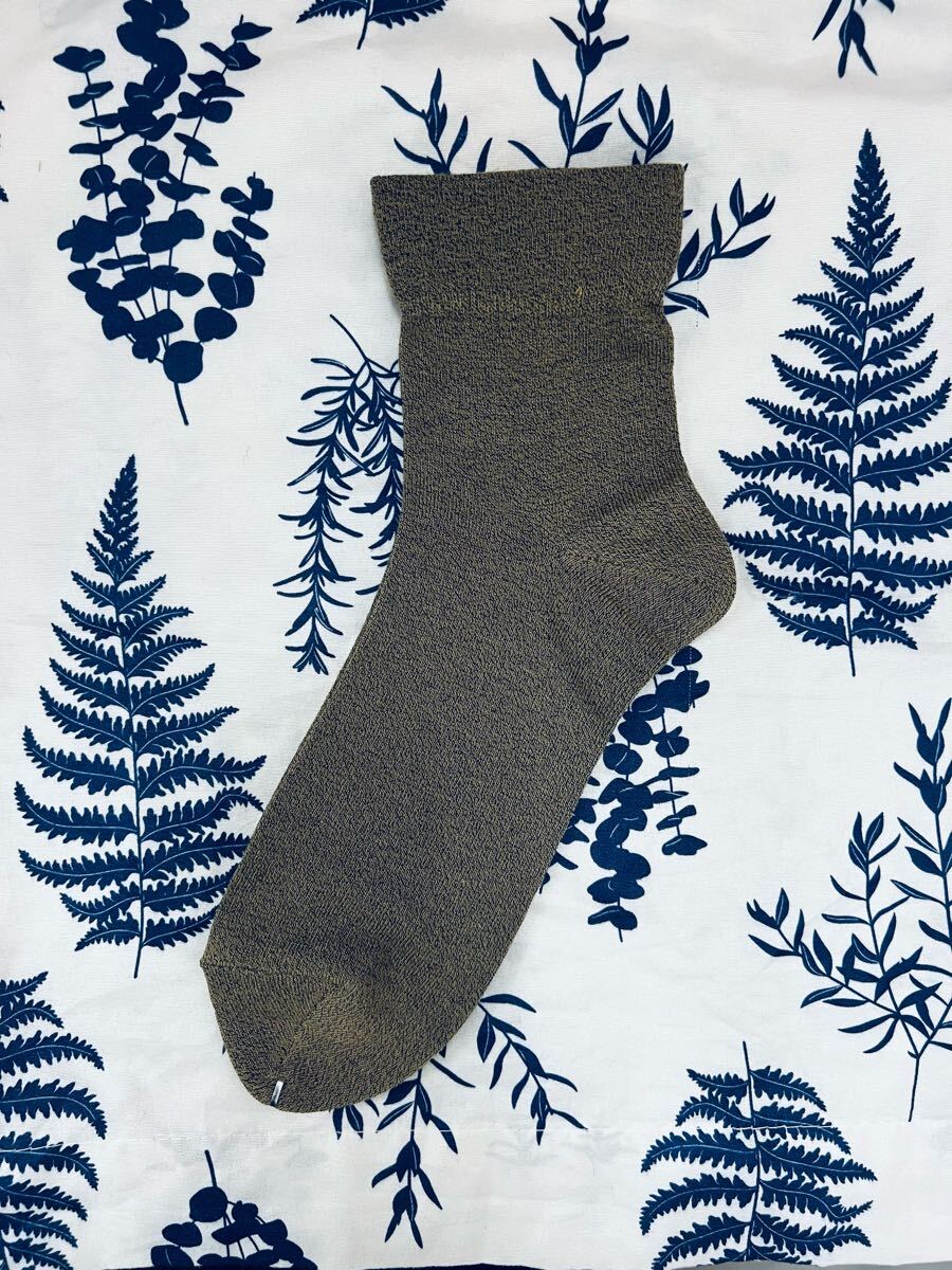 日本製 履き口ゆったり シルクコットン靴下 カーキ拍卖