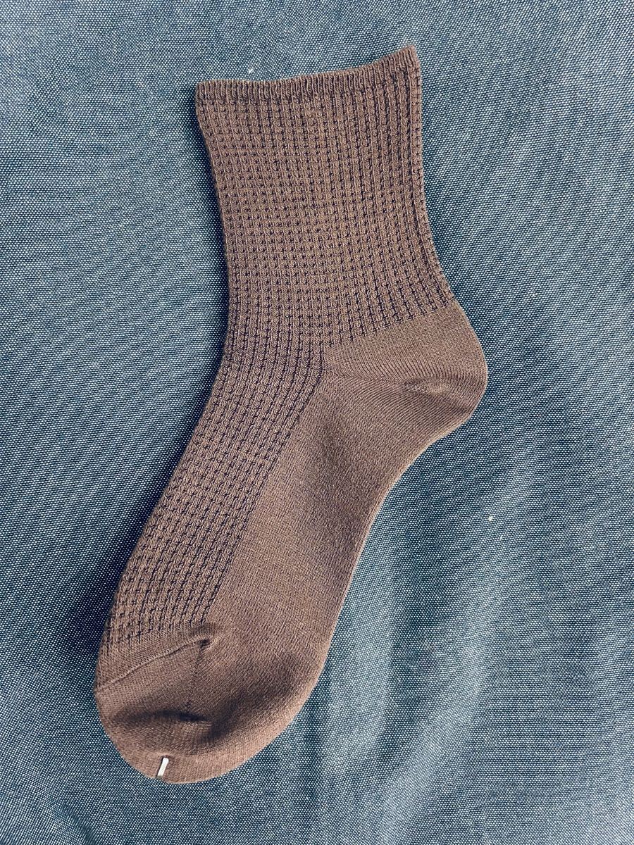 日本製 履き口ゆったり シルクウール 靴下 茶拍卖