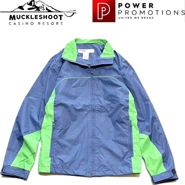 1点物◆ツートン切り返しブルゾンPOWERナイロンジャケット古着メンズLレディースOKアメカジ90sストリートUSスポーツブランドアウター348520拍卖