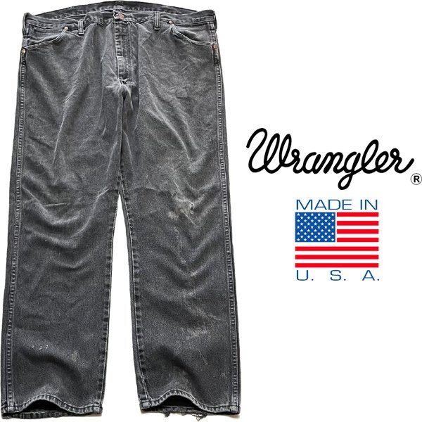 1点物◆USA製ラングラー黒90sブラックジーンズ古着メンズ44レディースOKアメカジブランド/ストリート中古ビンテージXXXLデニムパンツ348632拍卖