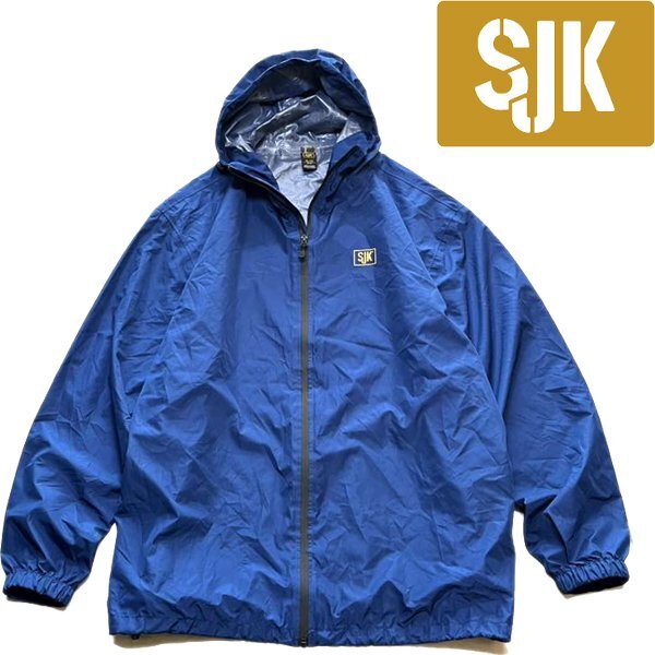 1点物◆SJK紺ナイロンジャケット薄手雨具レインパーカー古着メンズXLレディースOKアメカジ90sストリートUSAブランドアウターXXL中古348648拍卖
