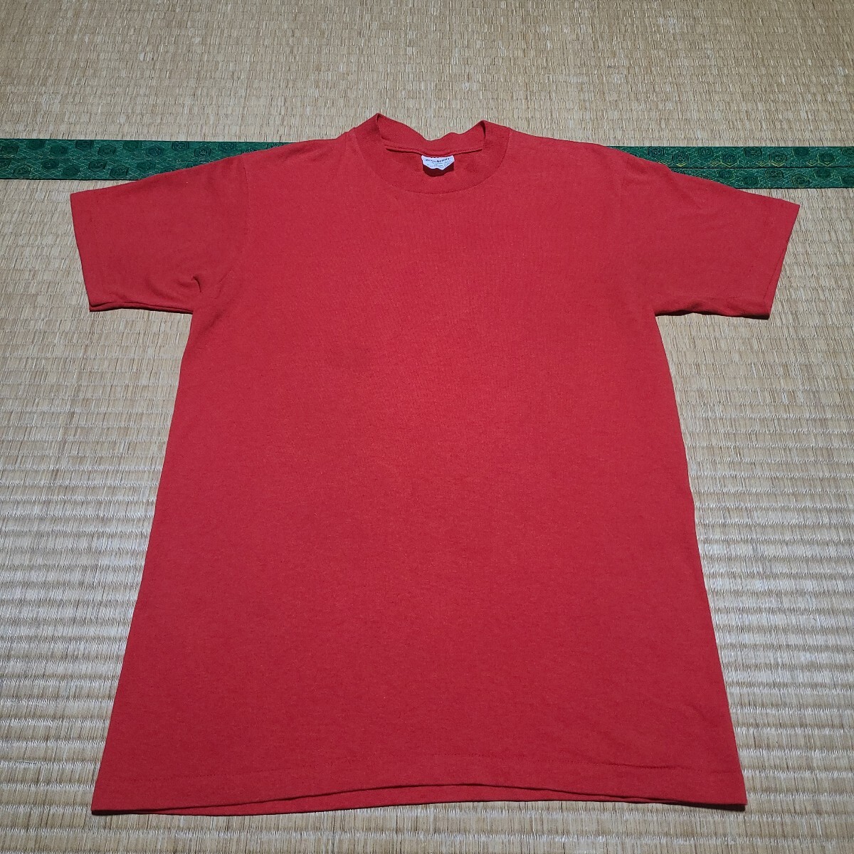 80s USA製 Stedman Tシャツ サイズM 無地 赤 ヴィンテージ ステッドマン拍卖