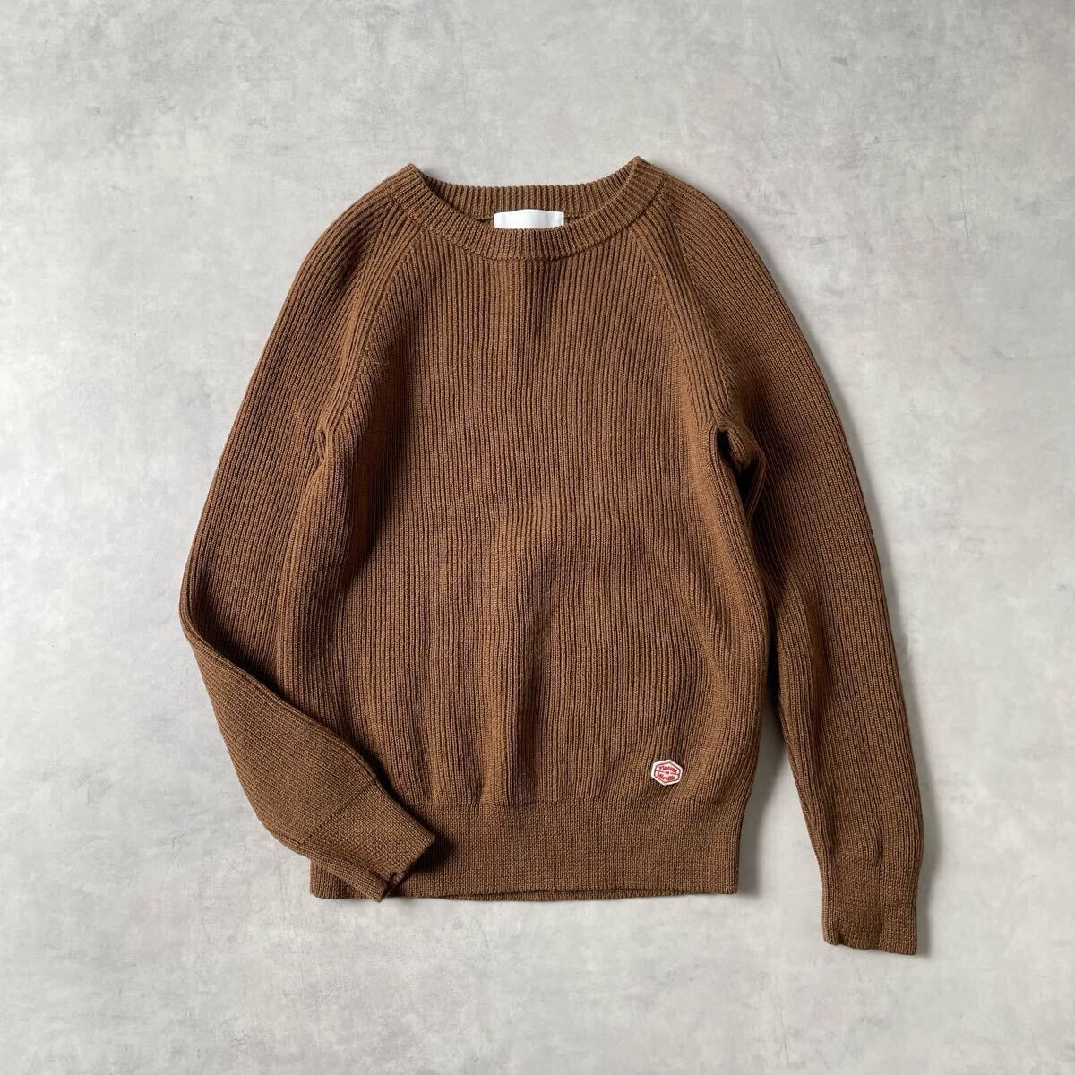 美品 ヴァンソンエミレイユ Vincent et Mireille 日本製 リブ編み 片畔編み ニット セーター メンズ(36) 丸首 茶色 バンソン / a-234拍卖