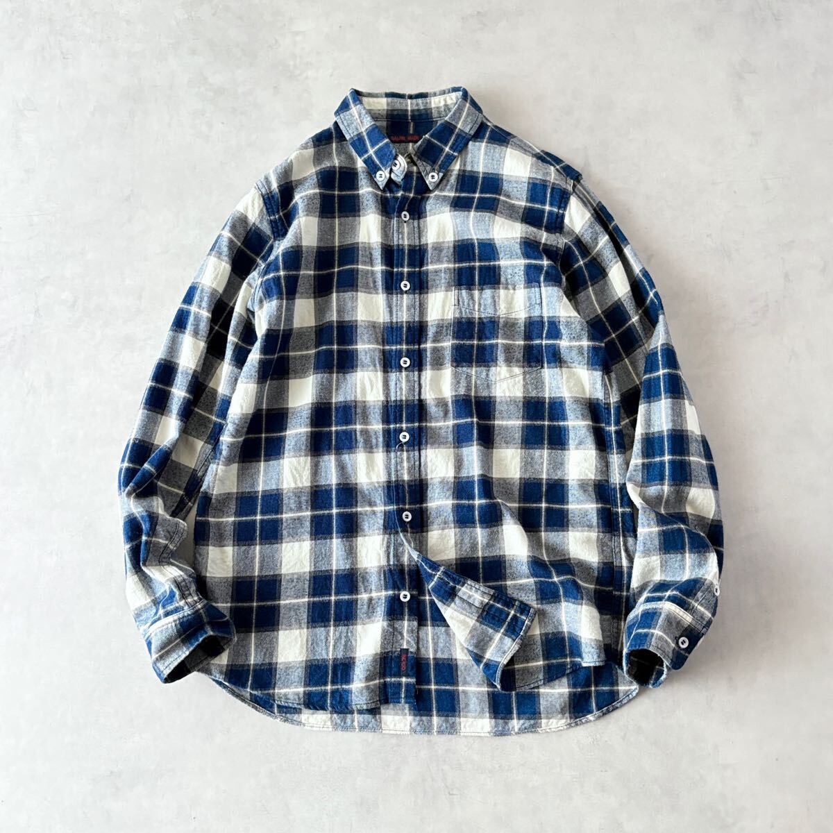 良品 GAIJIN MADE ガイジンメイド 日本製 INDIGO インディゴ チェック 綿 フランネル ボタンダウン シャツ メンズ(2) 外人公司 / a-269拍卖