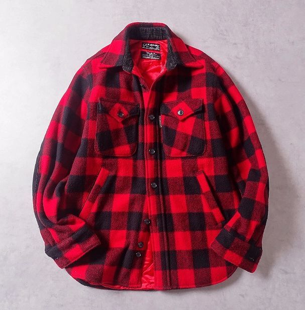 HRM ハリウッドランチマーケット ウールリッチ チェック ウール シャツ ジャケット エルボーパッチ CPO 裏キルティング 日本製 (2) r-520拍卖