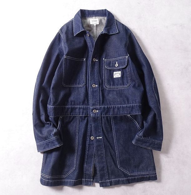 FUCT SSDD ファクト デニム ワークジャケット エンジニアコート ロングカバーオール エルボー ショップコート メンズ (M) ●r-523拍卖