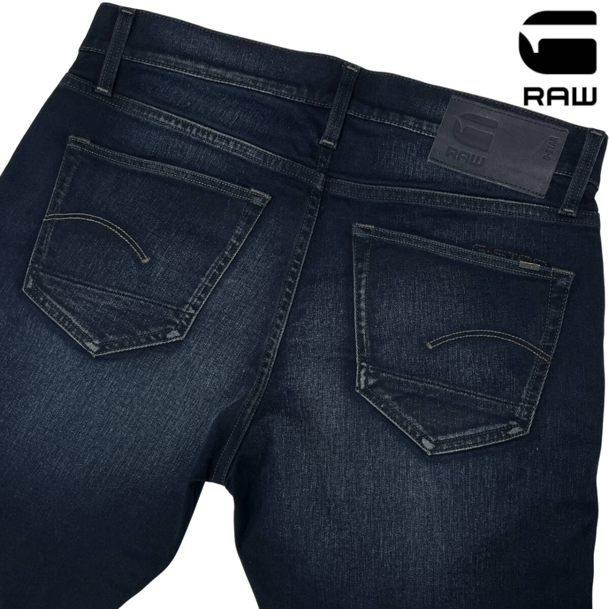 G-STAR RAW ジースターロウ 3301 SLIM W31 (約86cm W34相当) ロゴ刺繍 スリム ストレート バイカー デニムパンツ メンズ ジーンズ拍卖