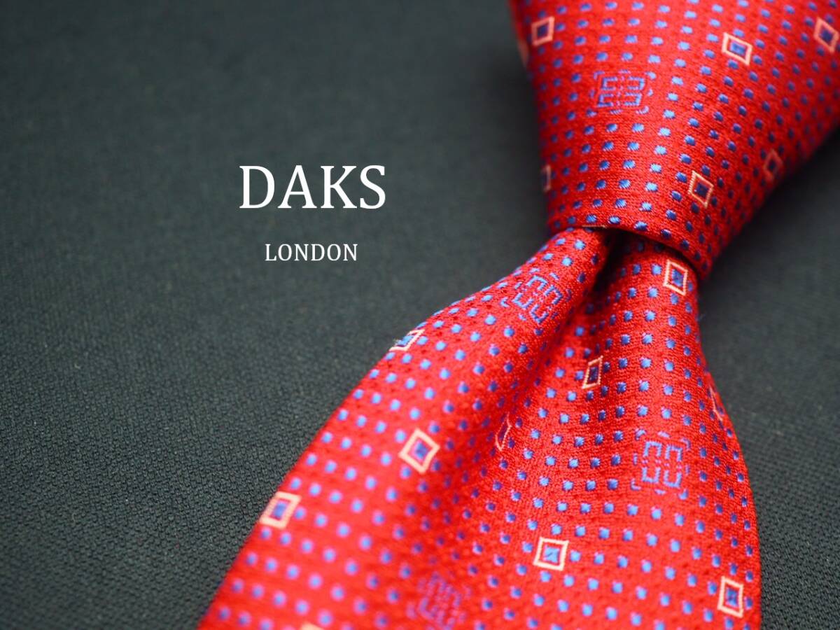 美品【DAKS ダックス】 D1451 ロゴ 赤系 SILK ブランド ネクタイ 古着 良品拍卖