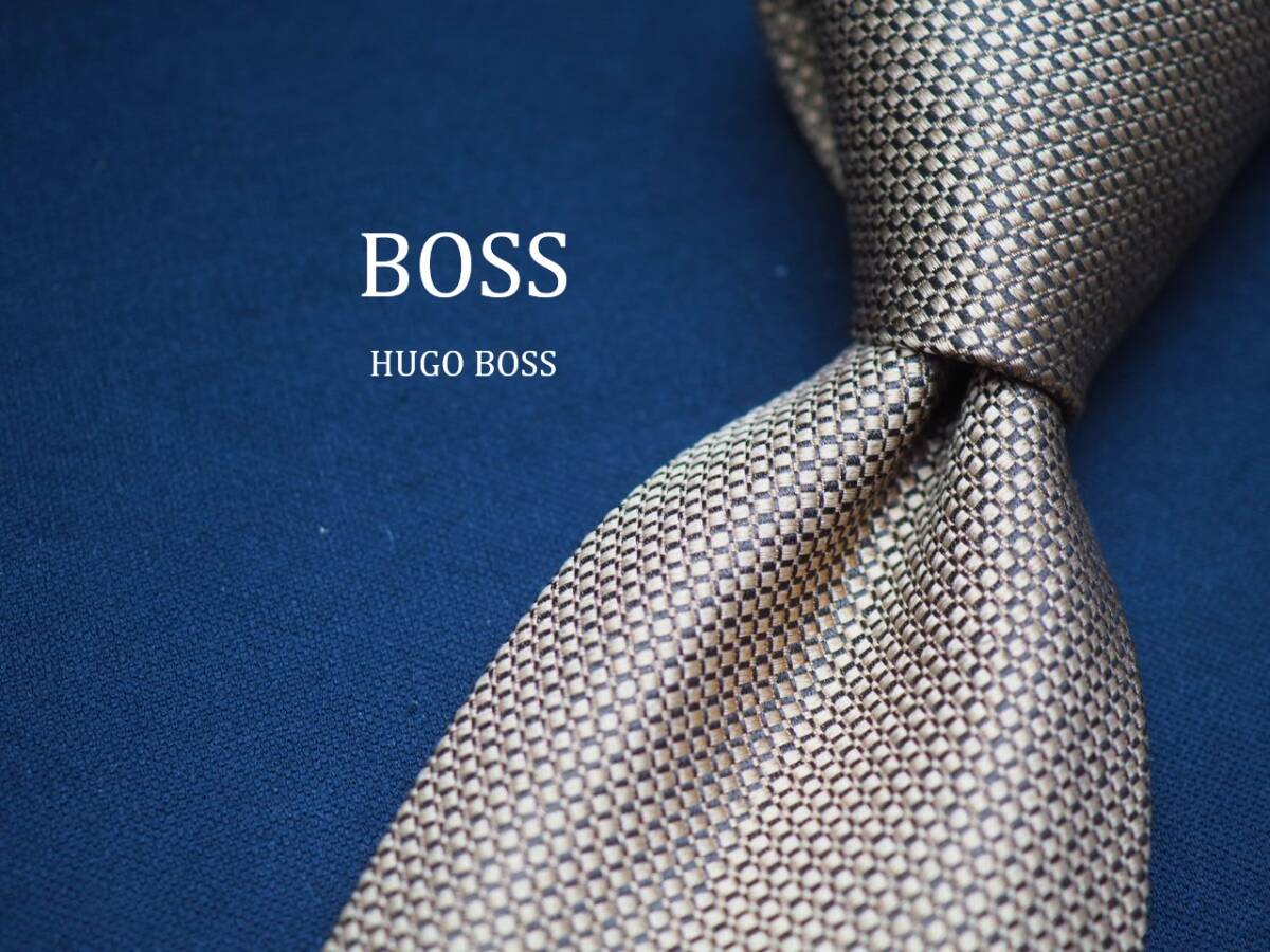 美品【HUGO BOSS ヒューゴ ボス】 D1862 ゴールド系 SILK ブランド ネクタイ 古着 良品拍卖