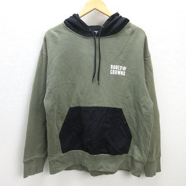 C■ロデオクラウンズ/RODEO CROWNS 427ESA90 ナイロンドッキングパーカー【M】カーキ黒/men's■34【中古】■拍卖