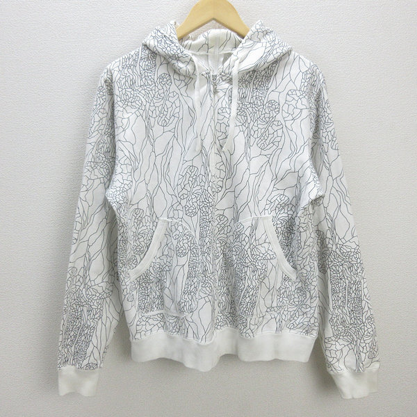 H■バル/bal 総柄プリント フルジップパーカ スウェット【L】白/MENS■60【中古】拍卖