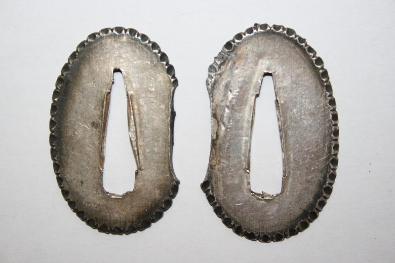 極美品!高級時代物切羽 大型菊座銀着せ切羽1組 分厚い!P①拍卖