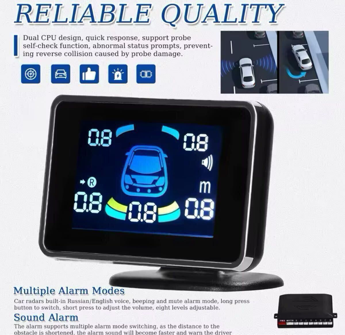 ◎送料無料!後付 コーナーセンサー クリアランスソナー 8センサー 前後フルセット 駐車補助 グレー【a2550】拍卖