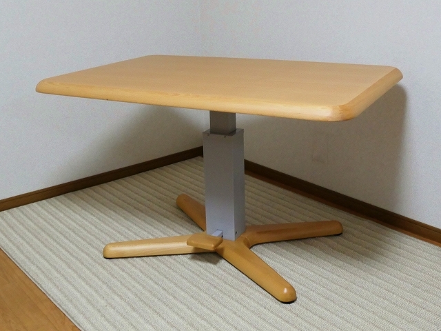 送料無料 光製作所 上下昇降式 ダイニングテーブル センターテーブル 120x80拍卖