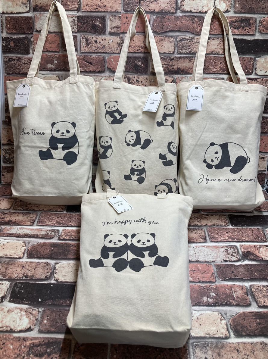 送料無料!メチャ可愛い!パンダキャンパスハンプトートバッグ《C柄》(画像から)1個拍卖