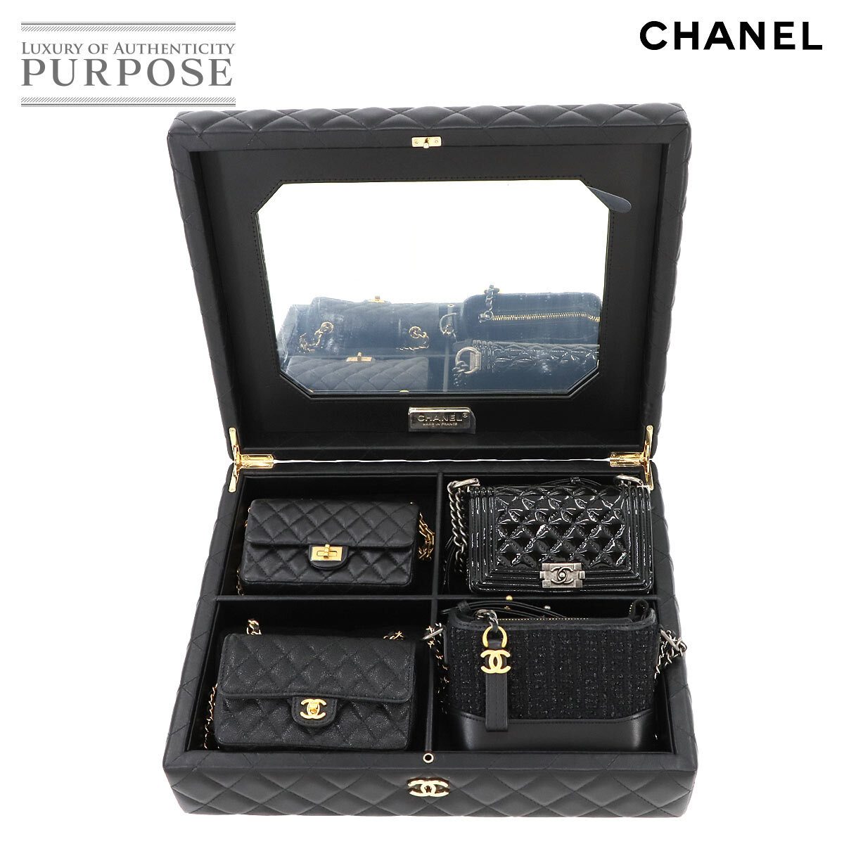 未使用 展示品 シャネル CHANEL マトラッセ ミニ チェーン ショルダー バッグ 4点セット レザー ブラック AS1949 ゴールド 金具 90269141拍卖