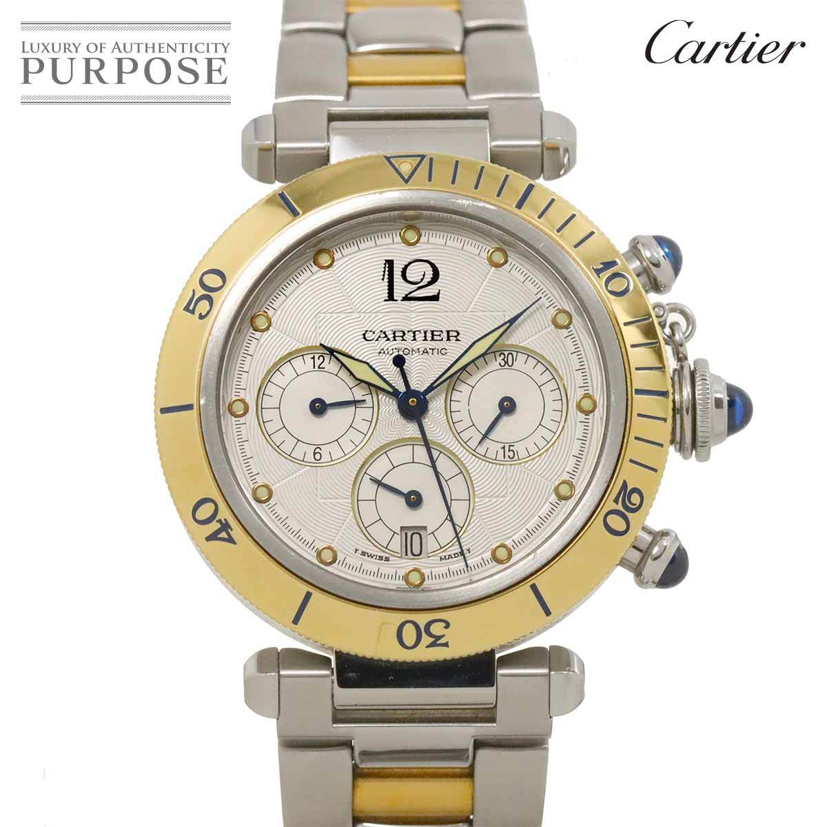 カルティエ Cartier パシャ 38mm コンビ クロノグラフ W31036T6 メンズ 腕時計 デイト K18YG 自動巻き Pasha 90270636拍卖