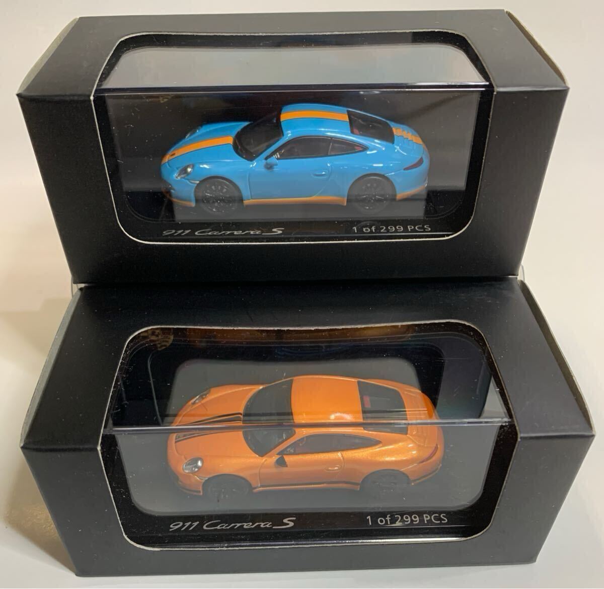 京商 ビーズコレクションサイズ1/64★ポルシェ911S ☆ライトブルー オレンジライン299限定☆ オレンジ ブラックライン299限定 OEM計2点拍卖