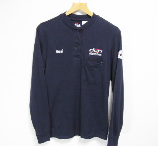 美品 Bulwark 耐火 耐燃 ヘンリーネック 長袖Tシャツ 紺 S(JP-M) 胸ポケット ワークウェア 特殊作業 戦闘服拍卖
