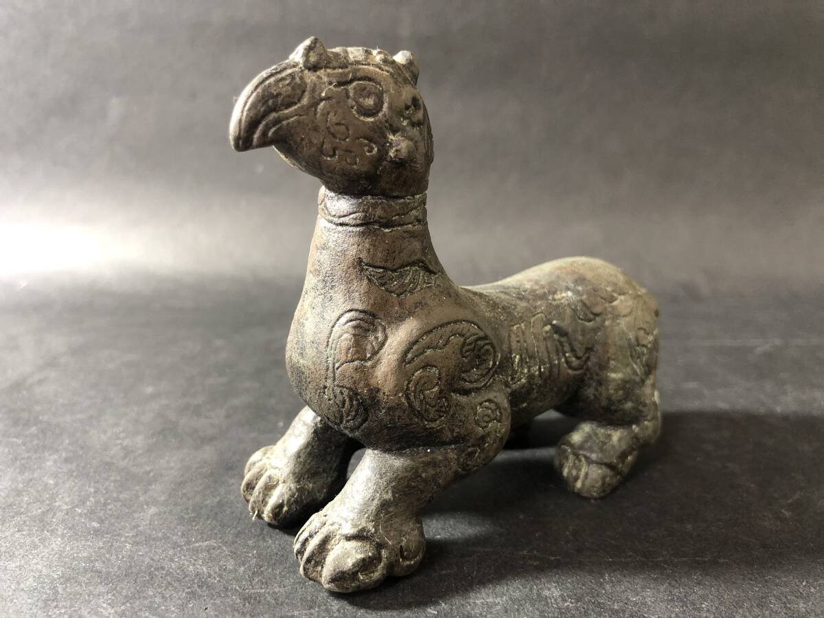 中国美術 古銅 獣置物 重さ560g 時代物 中国古玩 拍卖