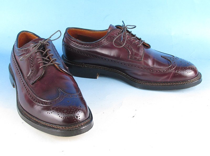 LYF16553 ALDEN オールデン #975 コードバン ロングウィングチップ シューズ バリーラスト バーガンディ 8 1/2 EEE 美品拍卖