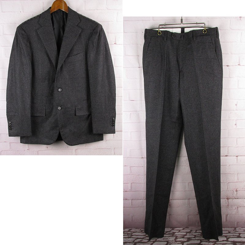 LFJ26829 Cesare Attolini チェザレ アットリーニ 3つボタン 段返り スーツ ハウンドトゥース グレー系 46拍卖