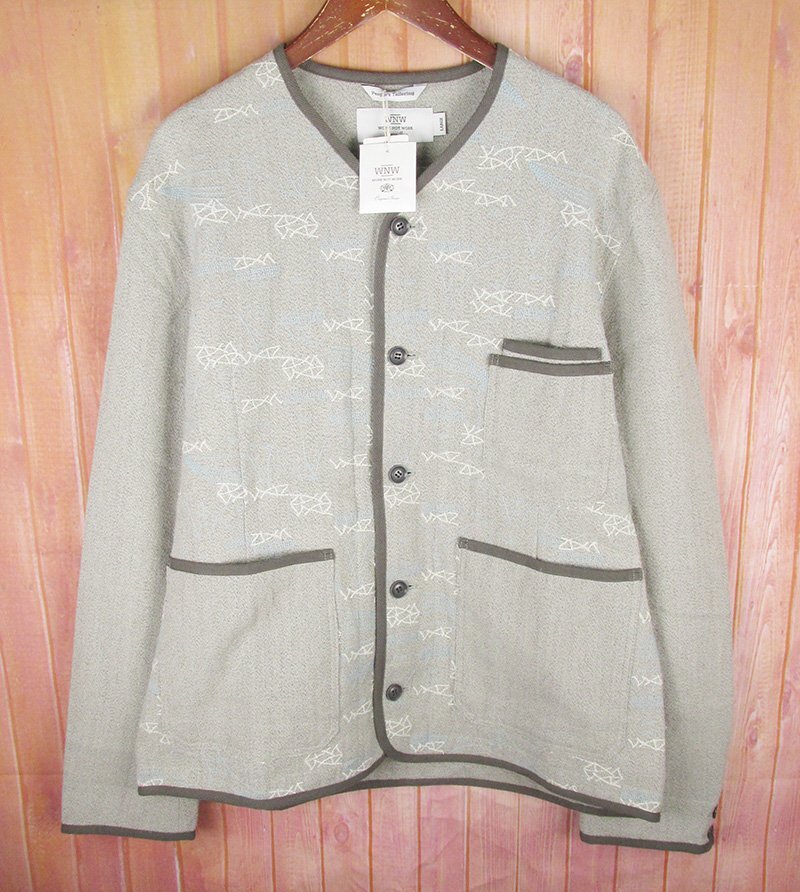 LAJ27207 WORK NOT WORK ワークノットワーク ウール エンブロイダリー バーナージャケット UW07-17U015 グレー LARGE 未使用拍卖