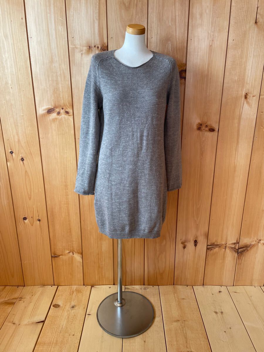 MARGARET HOWELL/マーガレットハウエル/ワンピース/ニットワンピース/セーター/長袖/F/SM/ウール×リネン/グレー/日本製/良品美品拍卖