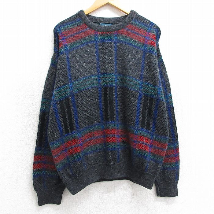 XL/古着 ジャンセン 長袖 セーター メンズ 90s クルーネック 濃グレー他 25mar10 中古 ニット トップス拍卖