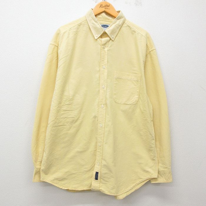 XL/古着 オールドネイビー OLD NAVY 長袖 シャツ メンズ 00s 大きいサイズ ロング丈 コットン ボタンダウン 黄 イエロー 25mar11 中古 トッ拍卖