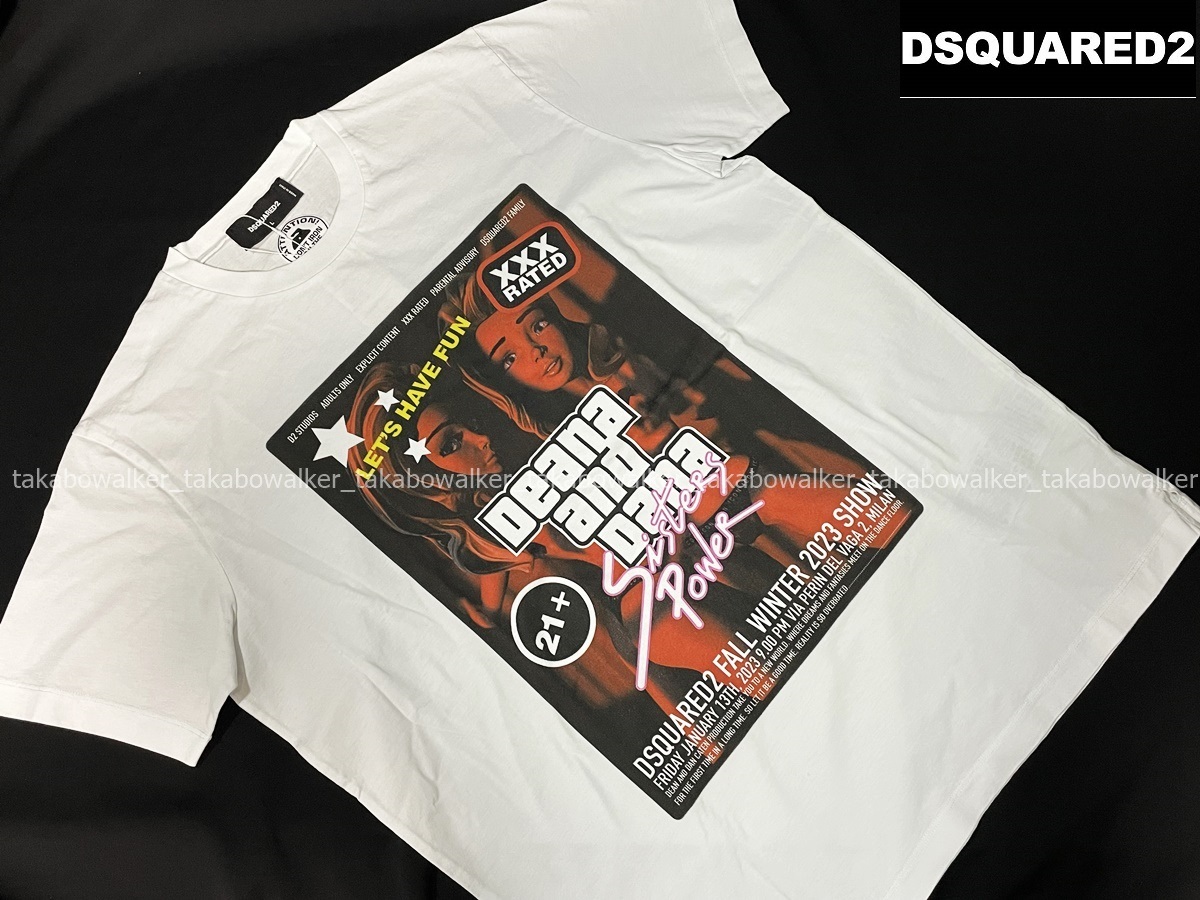 DSQUARED2 Deana & Dana Graphic T-Shirt ディースクエアード Tシャツ (L)S71GD1337拍卖