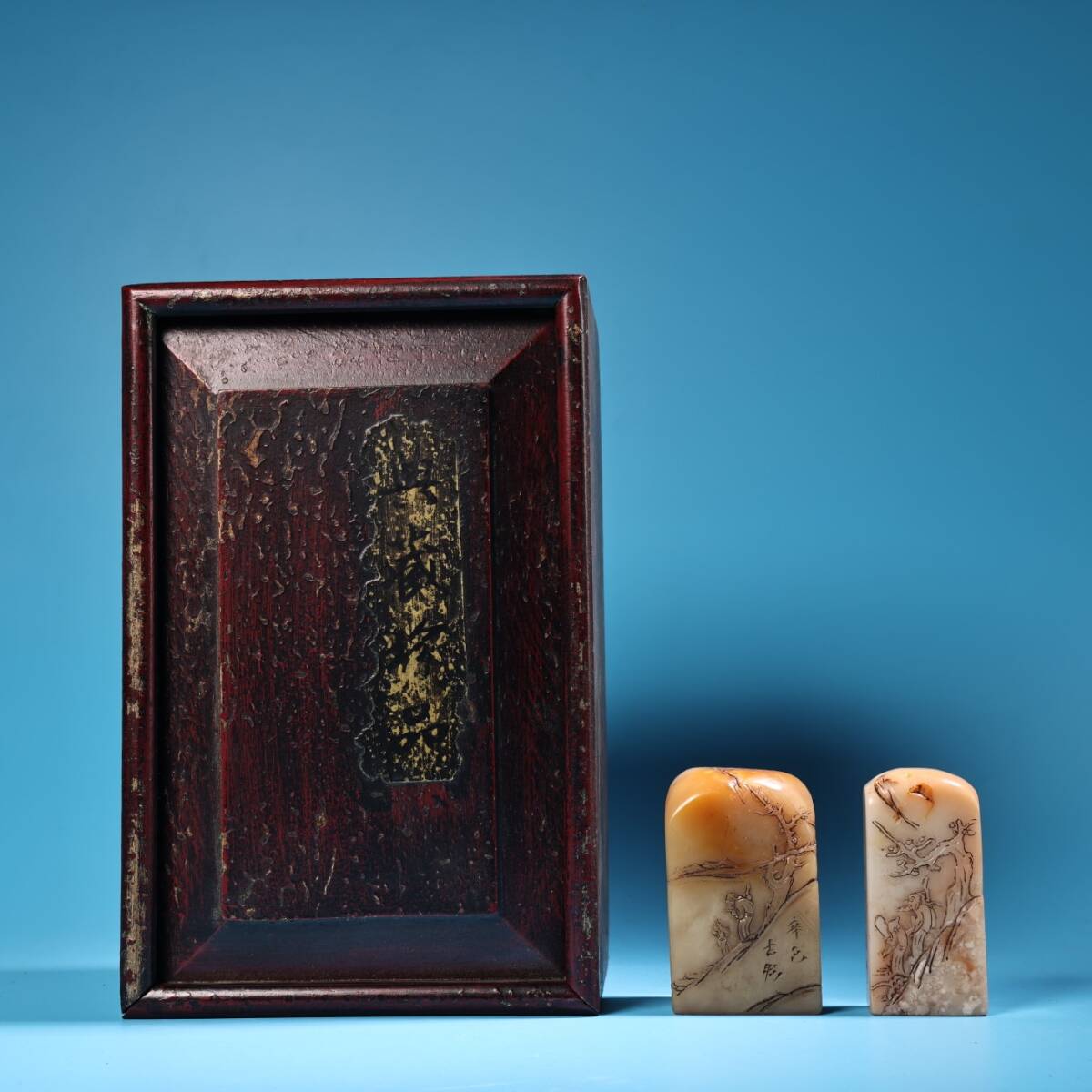 唐物 清代 寿山石 彫刻 印鑑ペア 中国美術品 時代物 D63拍卖