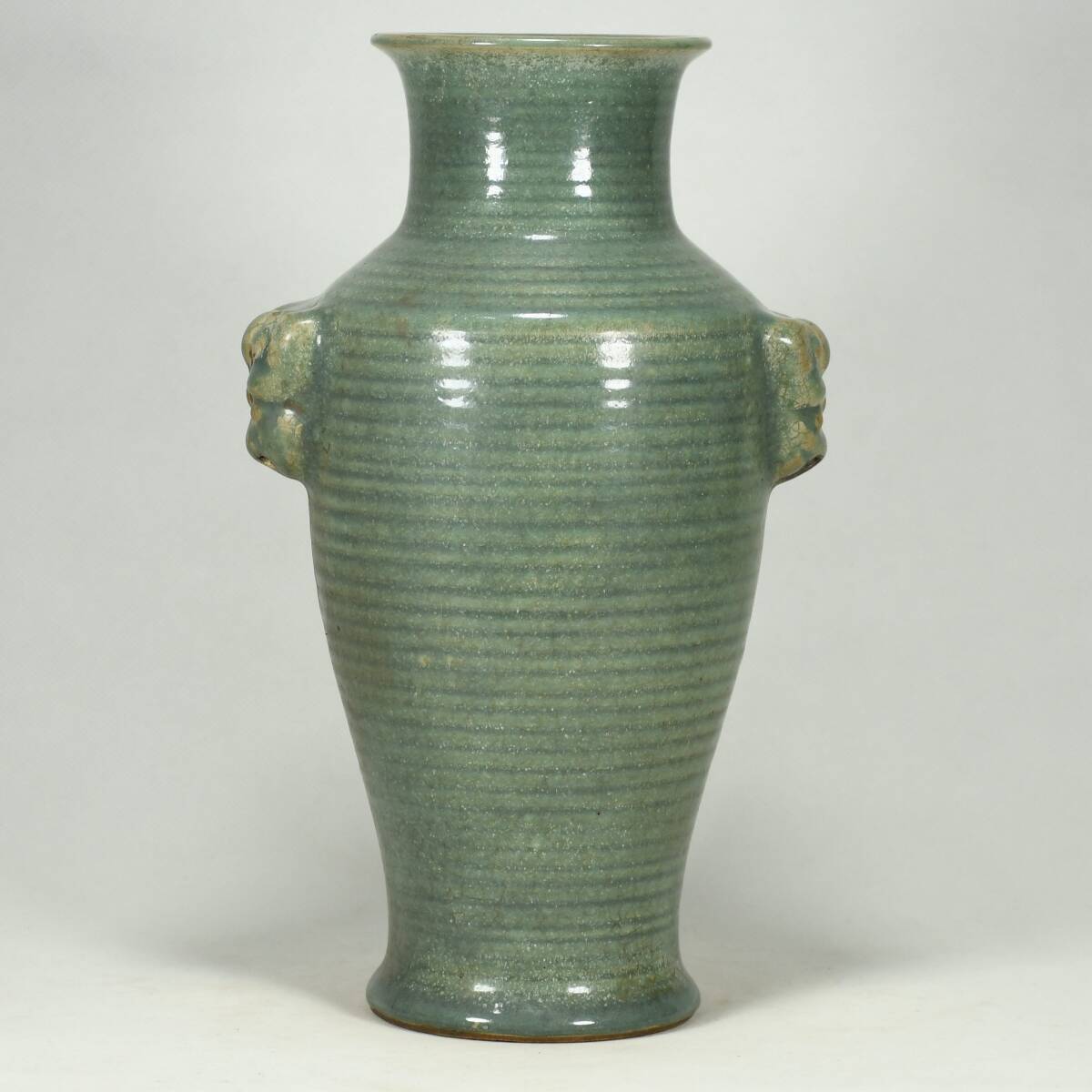 唐物 宋 龍泉青釉 眩紋 獣頭瓶 陶芸 磁器 古陶磁器 中国美術品 時代物 D63拍卖