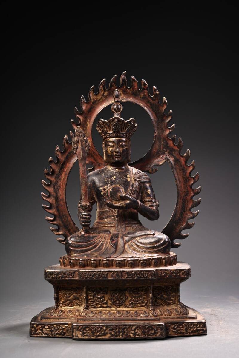 唐物 清代 純銅 全銅 泥金 虚空の仏像1体 中国美術品 時代物 D63拍卖