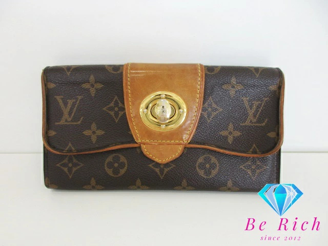 ルイ ヴィトン LOUIS VUITTON 二つ折り財布 長財布 モノグラム ポルトフォイユ ボエシ M63220 茶 ブラウン PVC レザー LV 【中古】 bs3857拍卖