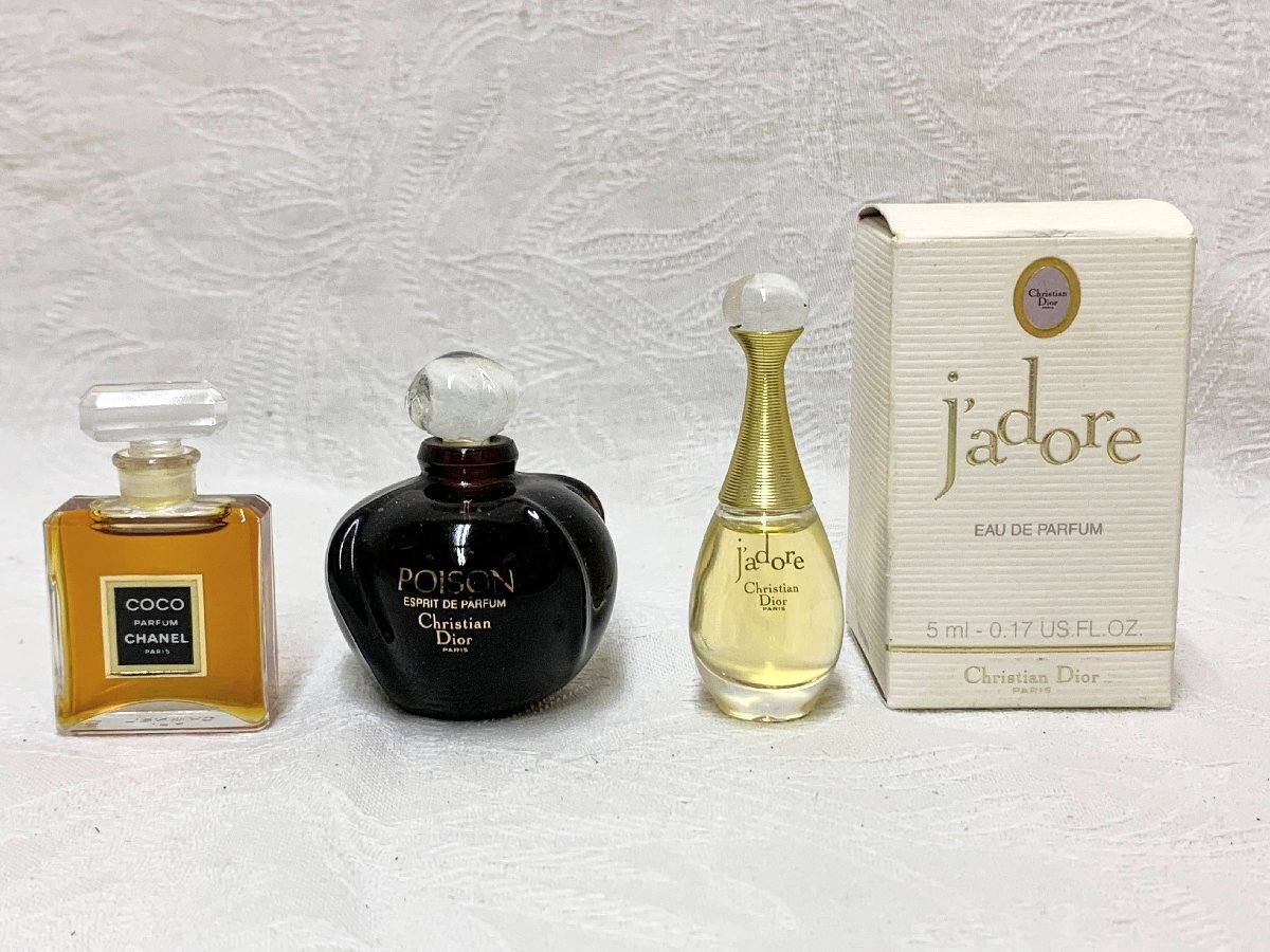 16595/パルファム ミニ香水 3点 ディオール ジャドール5ml/ディオール POISON15ml/ココシャネル ほぼ未使用拍卖