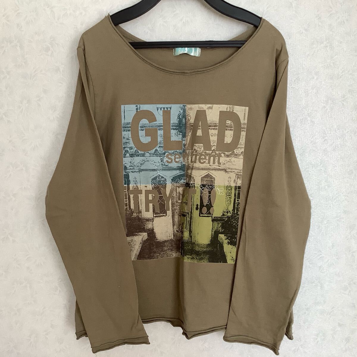 PALEO2 GLAD 長袖Tシャツ カーキ 綿100% 3L 長袖 Tシャツ拍卖