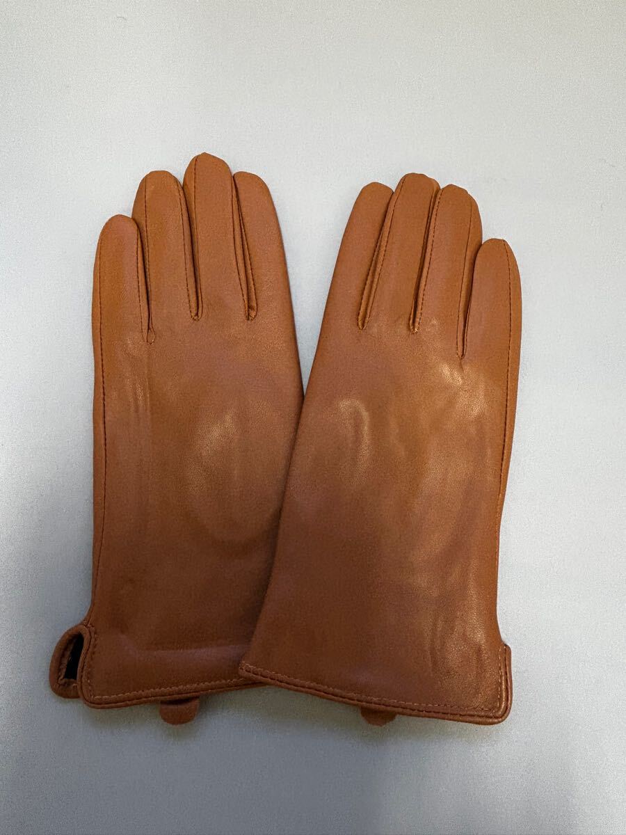 新品★一枚革手袋レディース レザーグローブ 裏起毛 本革手袋 暖かい キャメル フリーサイズ拍卖