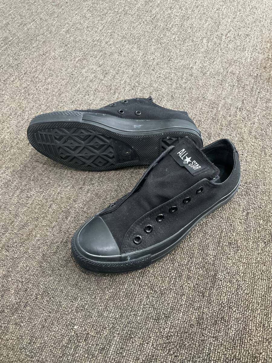 1ヶ月使用 現状販売 中古 コンバース オールスター スリップ 黒 6in 24.5cm 中古の為ノンクレームノンリターンでお願いします拍卖