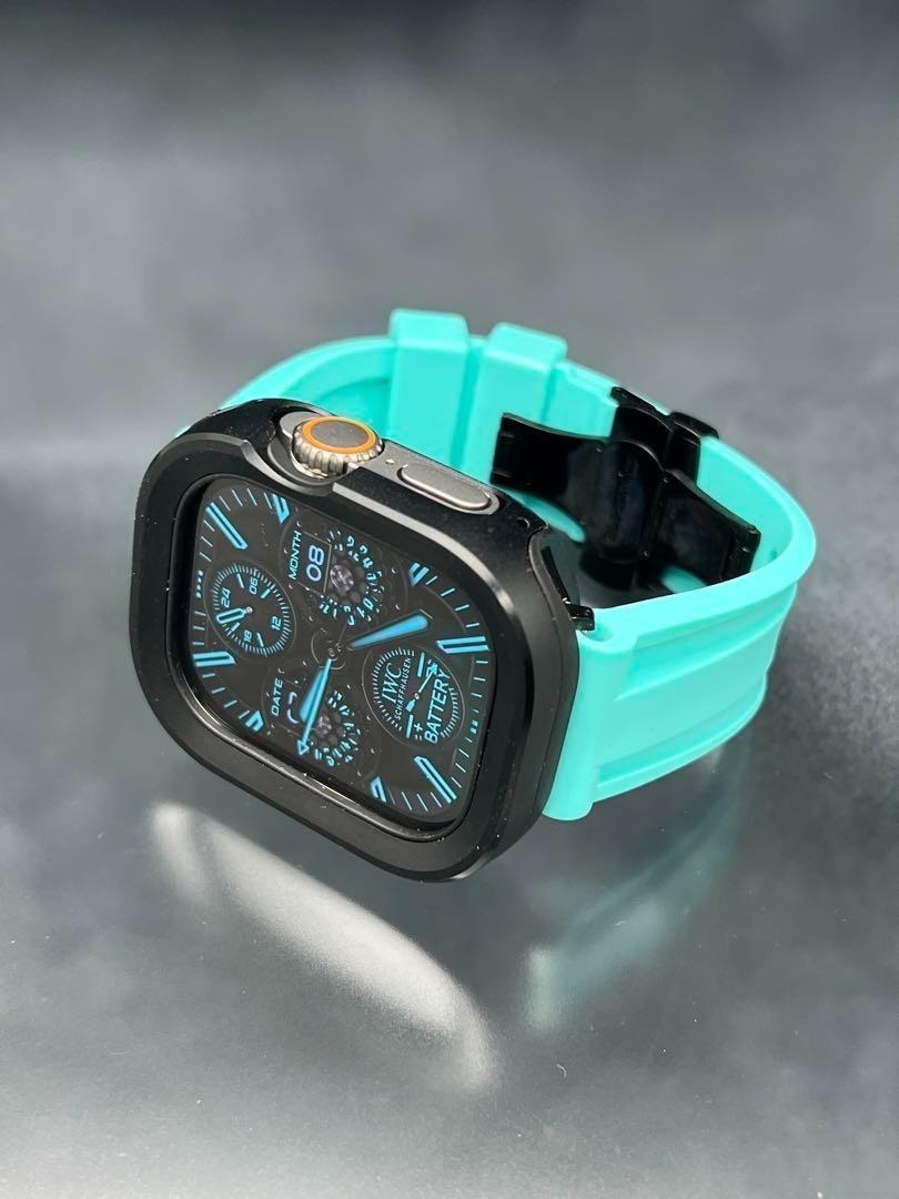 アップルウォッチ アルミニウム ケース ラバー ベルト セット applewatch 46mm 49mm 45mm 44mm 41mm 40mm拍卖