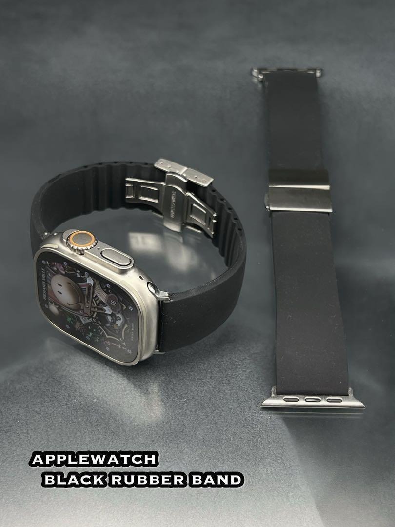 アップルウォッチ 24mm ワイド幅 ブラック ラバー applewatch 46mm 49mm 45mm 45mm 44mm シリーズ10拍卖