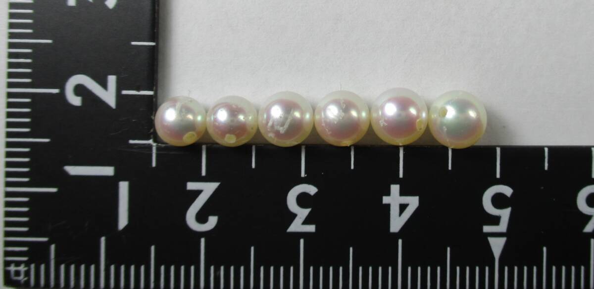 J-387 本真珠 パール あこや 片穴 6個 艶照りあり拍卖