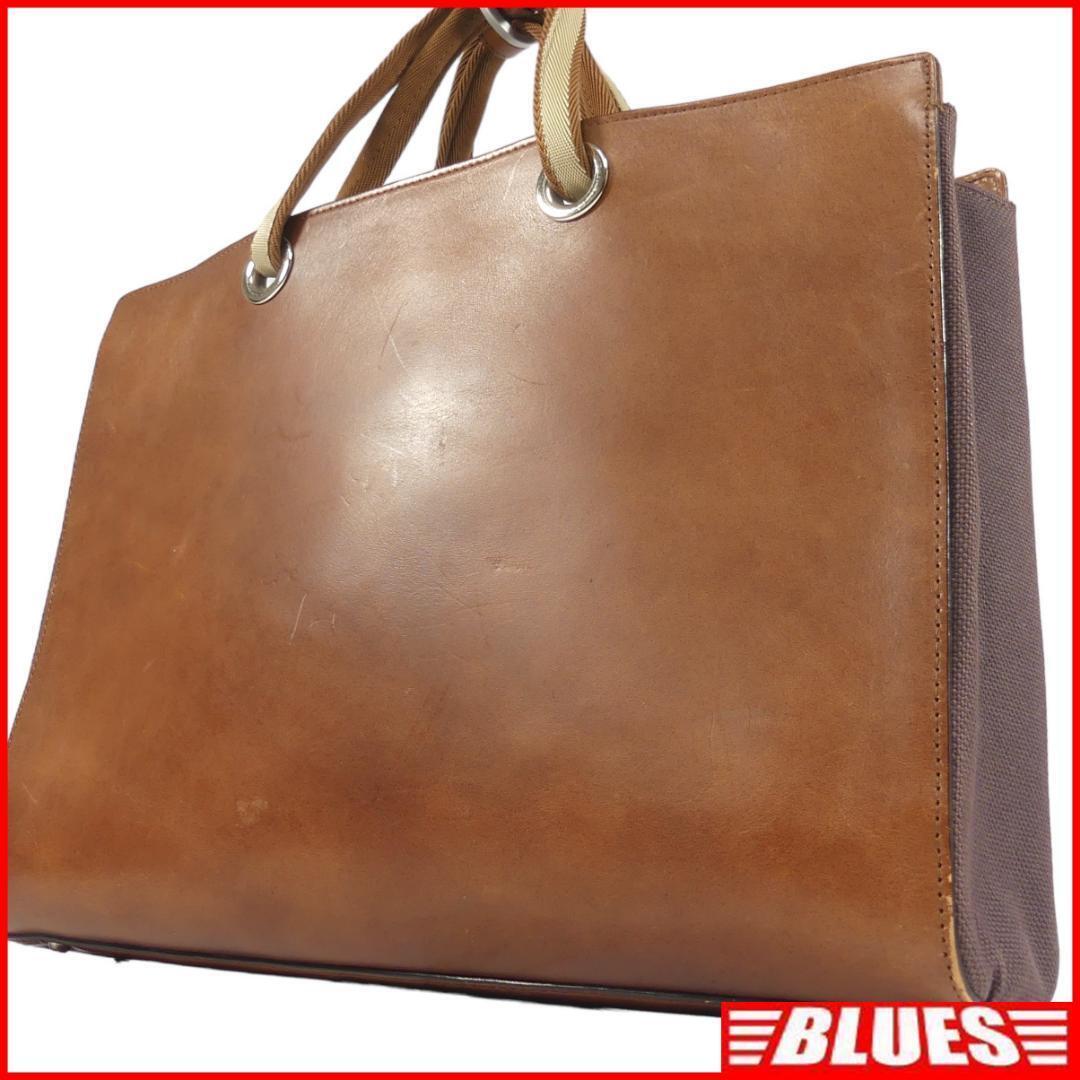 即決★日本製 N.J.B★レザーコンビビジネスバッグ エヌジェービー メンズ 茶 本革 ブリーフケース 本皮 通勤 カバン 出張 鞄 かばん拍卖