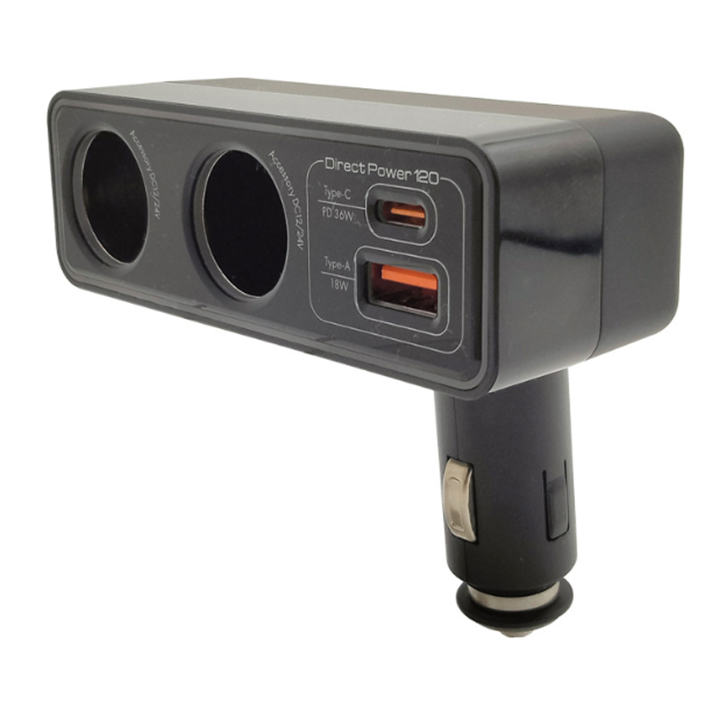 2連DCソケット+Type-C(PD)+USB-A(QC etc)充電器 シガーソケット スマホ DC12V/24車共用 アークス X-341拍卖
