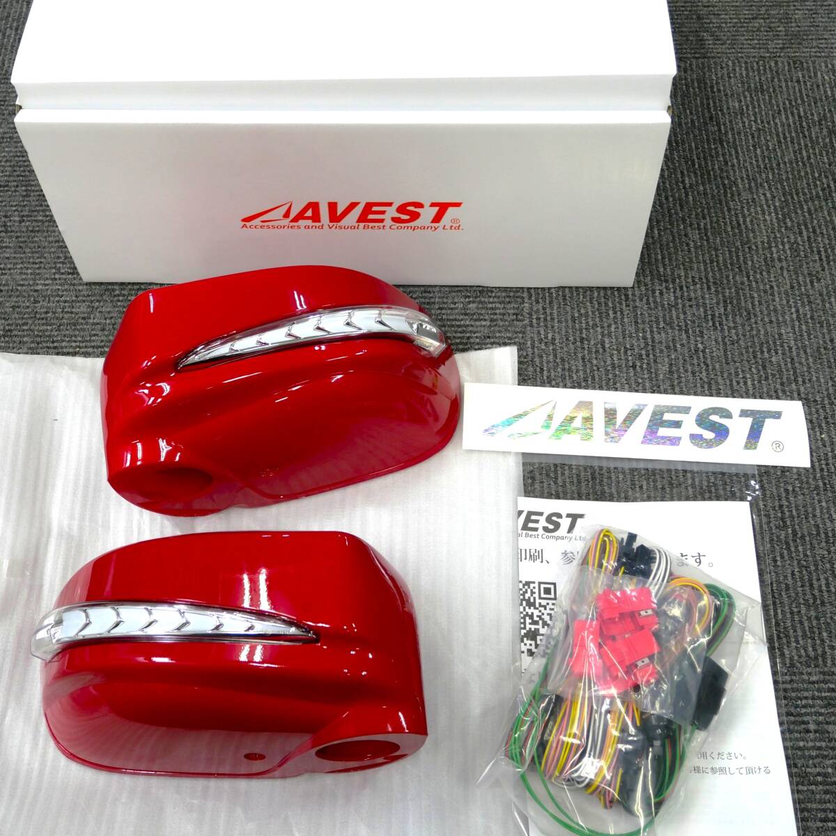 展示入替処分品 NISSAN R35 GT-R GTR用 VerticalArrow シーケンシャル流れるLEDドアミラー ウインカー付カバー 白ポジ A54■AVEST アベスト拍卖