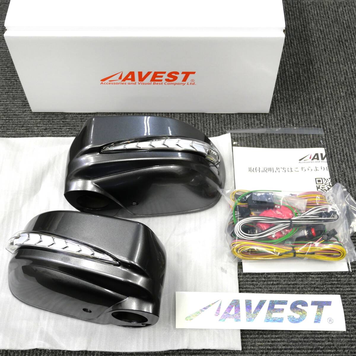 展示入替処分品 NISSAN R35 GT-R GTR用 VerticalArrow シーケンシャル流れるLEDドアミラー ウインカー付カバー 白ポジ KAD■AVEST アベスト拍卖